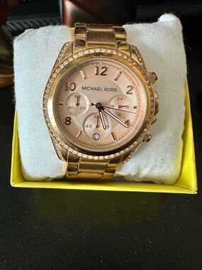 Michael Kors Rose Gold-tone Crystal Chronograph Watch